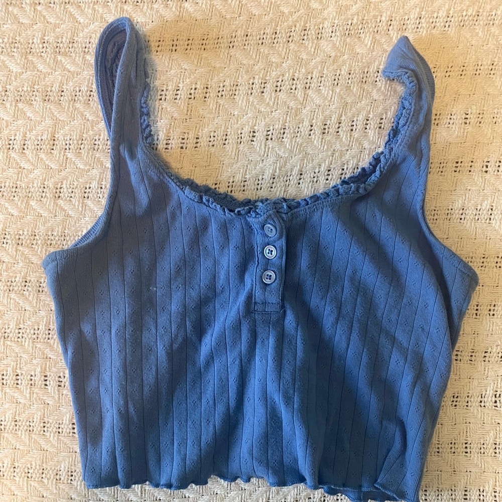 Cropped button down tank top